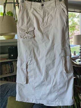 Cotton On Cream Cargo Pocket Midi Skirt Size 4